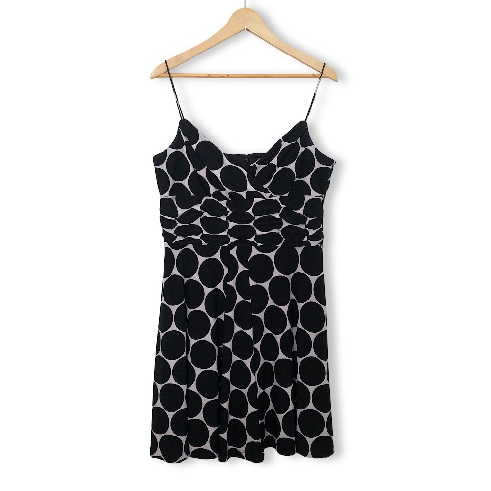 Anne Klein Black Polka Dot Spaghetti Strap Dress